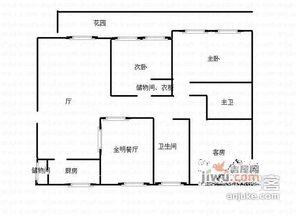 香城花园四期3室2厅2卫200㎡户型图