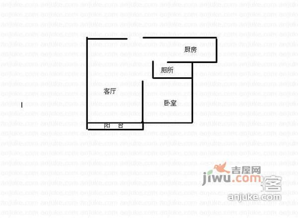 湖畔天城1室2厅1卫76㎡户型图