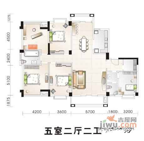 湖畔天城5室4厅2卫户型图