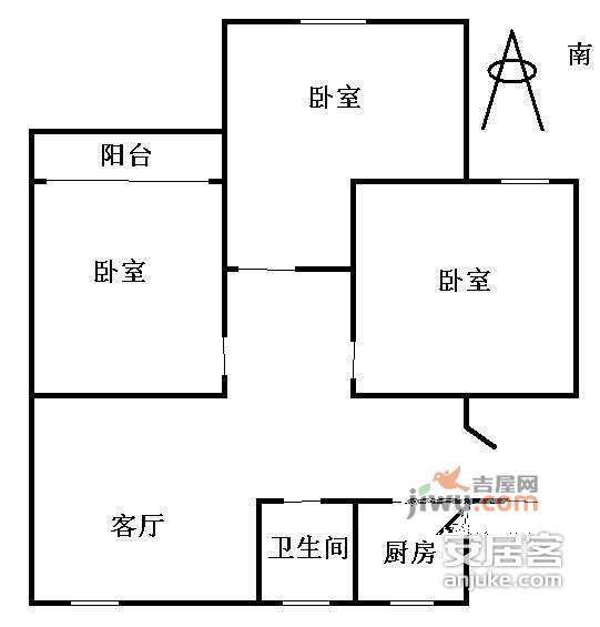 佳林花苑大地之歌3室2厅1卫101㎡户型图