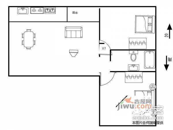 佳林花苑大地之歌2室2厅1卫100㎡户型图