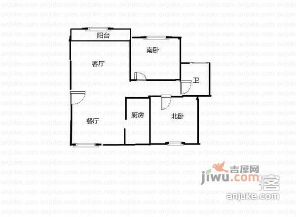 鑫苑国际城市花园2室2厅2卫89㎡户型图