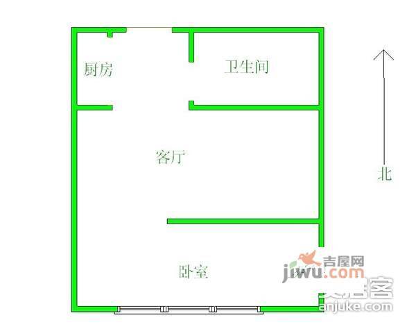 南亚花园1室1厅1卫54㎡户型图