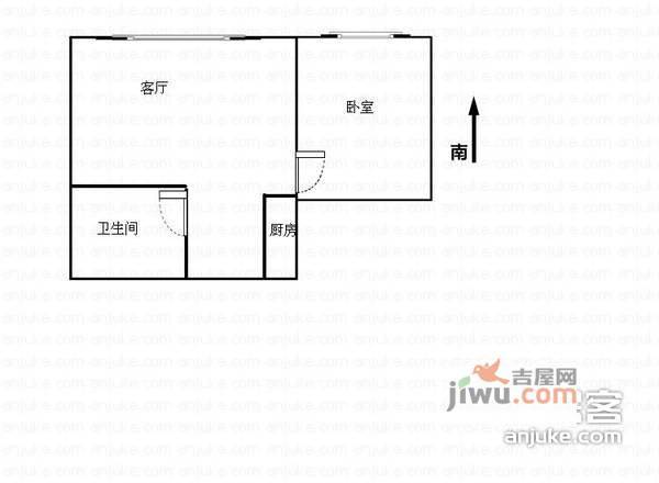 南亚花园1室1厅1卫54㎡户型图