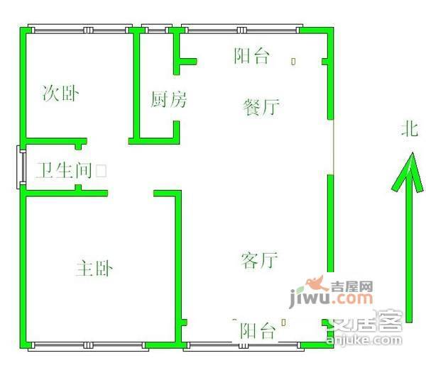 南亚花园2室2厅1卫91㎡户型图