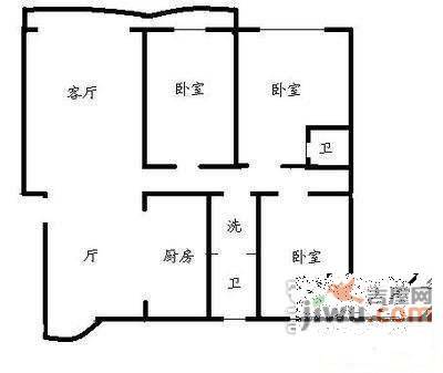 南亚花园3室2厅1卫114㎡户型图