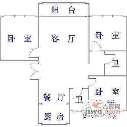 福星新城3室2厅2卫138㎡户型图