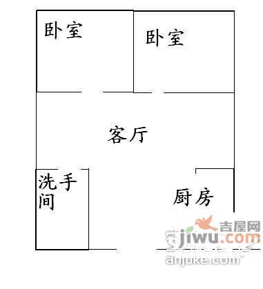 福星新城2室1厅1卫77㎡户型图