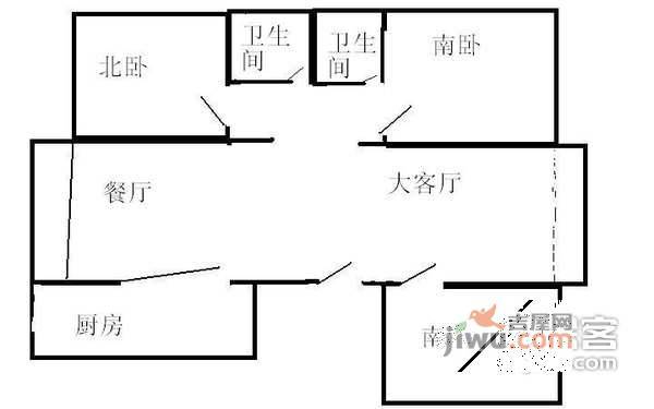 尼盛青年城3室2厅2卫110㎡户型图