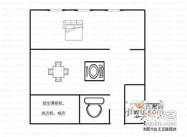 建鸿达现代空间1室1厅1卫50㎡户型图