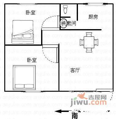 金利苑2室1厅1卫户型图