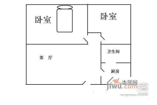 泰时三湘金地2室1厅1卫60㎡户型图