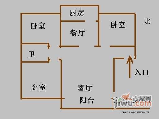 火星小区3室2厅1卫114㎡户型图