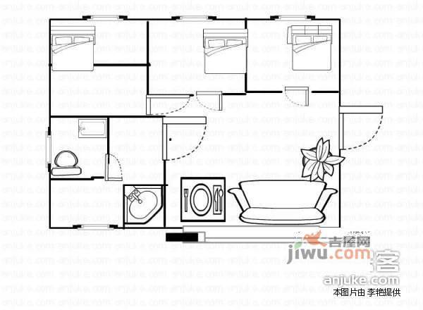 安泰新村3室2厅1卫129㎡户型图