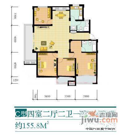 都市春天4室2厅2卫160㎡户型图