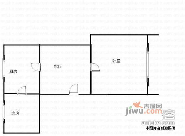 望月湖文明小区1室1厅1卫户型图