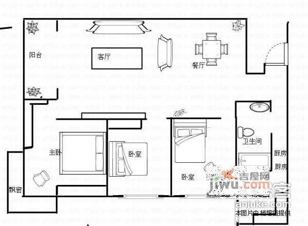 香槟小镇3室2厅1卫90㎡户型图