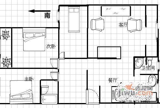 金帆江滨玫瑰园3室2厅2卫136㎡户型图