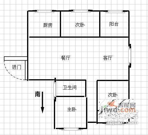 景杉路小区3室2厅2卫135㎡户型图