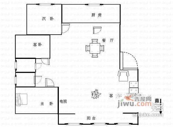 景杉路小区3室2厅2卫135㎡户型图