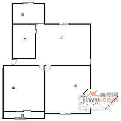 民生路小区2室1厅1卫50㎡户型图