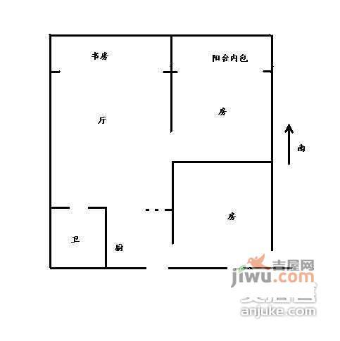 南瓦子巷2室1厅1卫59㎡户型图