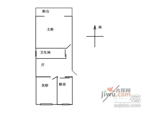 三塘菊园2室1厅1卫户型图