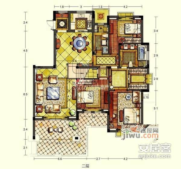 富越香墅5室3厅3卫286㎡户型图