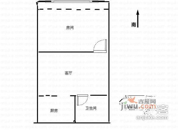 涌金门小区1室1厅1卫43㎡户型图