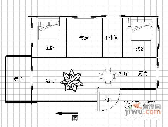 天阳水岸明珠3室2厅1卫102㎡户型图