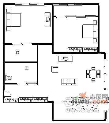 东新园新湖苑2室2厅1卫户型图