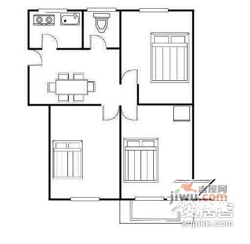 东新园新湖苑3室1厅1卫户型图