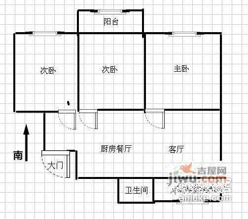 锦南新村3室2厅1卫101㎡户型图