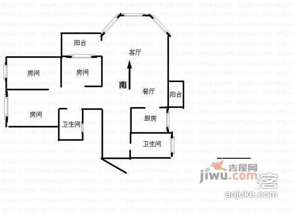 九龙山庄3室2厅2卫135㎡户型图