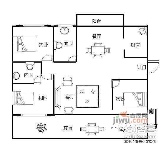 筑境花园3室2厅2卫150㎡户型图