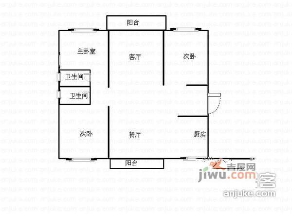 樱花公馆3室2厅2卫125㎡户型图