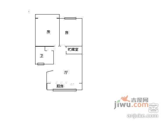 凯旋路小区2室1厅1卫67㎡户型图