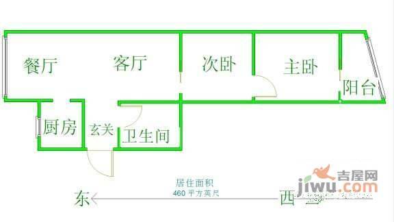 凯旋路小区2室1厅1卫67㎡户型图