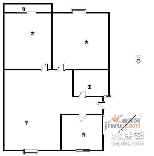 凯旋路小区2室2厅1卫82㎡户型图