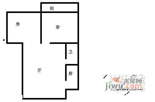 中山中路小区2室1厅1卫56㎡户型图