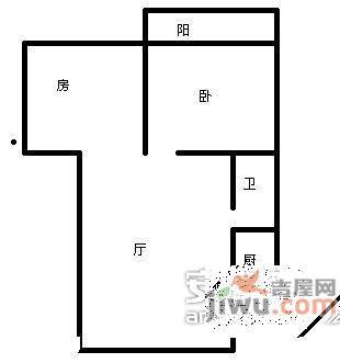 中山中路小区2室1厅1卫56㎡户型图