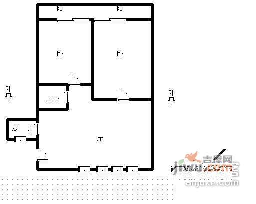 中山中路小区2室2厅1卫户型图