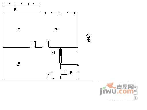 豆腐里2室1厅1卫62㎡户型图