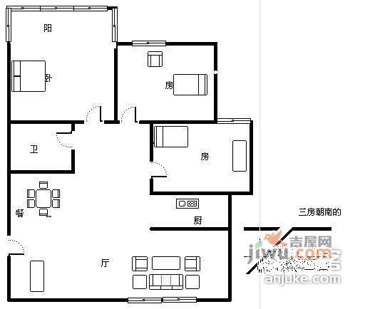 山水人家潇湘居3室2厅2卫125㎡户型图