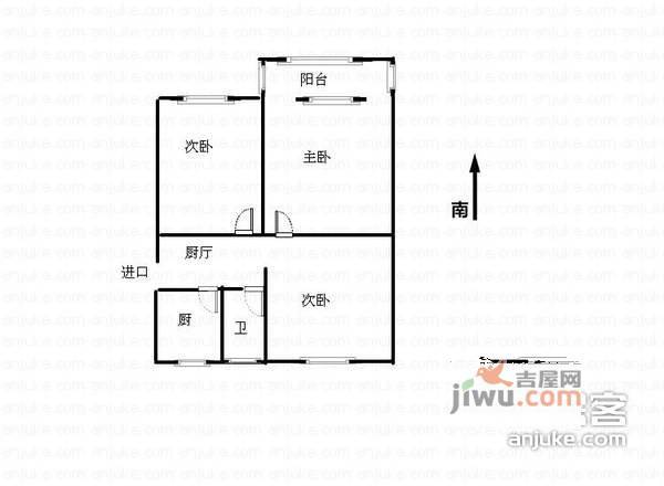 双荡巷社区2室1厅1卫户型图