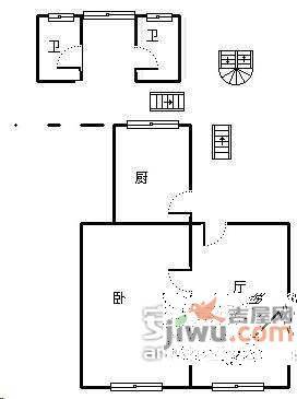 海潮新村2室1厅1卫58㎡户型图