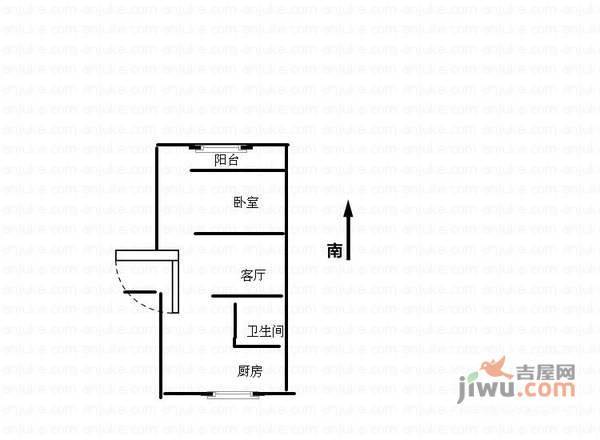 海潮新村1室1厅1卫47㎡户型图