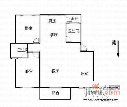 锦绣山水苑3室2厅2卫138㎡户型图