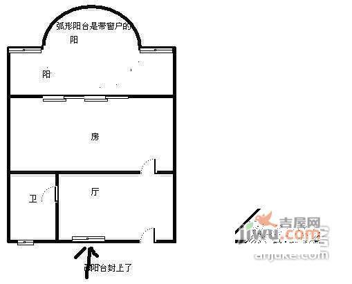 清河坊社区1室1厅1卫户型图