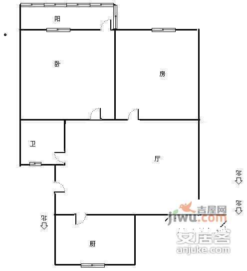 长乐南苑2室1厅1卫58㎡户型图